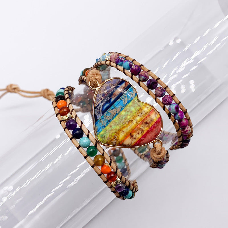 Natural stone love woven bracelet