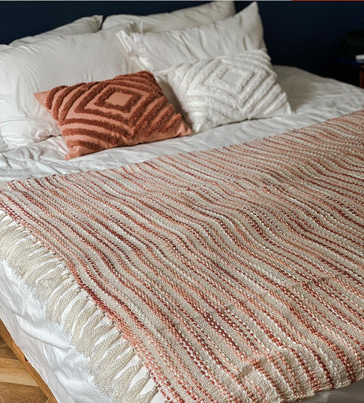 Knitted Handmade Tassel Blanket Bed and Breakfast Cover