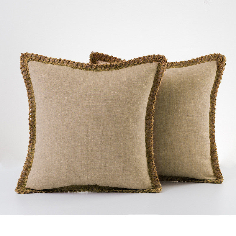 Hand Sewn Hemp Rope Wrapped Pillow Case