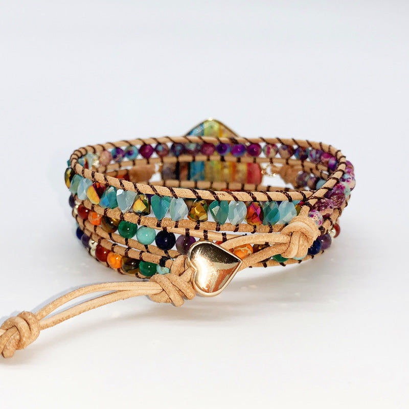 Natural stone love woven bracelet